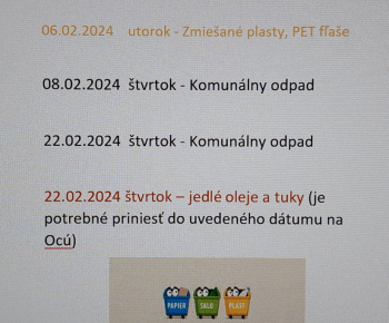 Aktuality / zber a vývoz odpadu v našej obci - február 2024 - foto