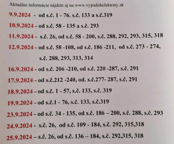 Aktuality / prerušenie distribúcie elektriny v našej obci  - foto