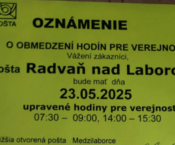 Aktuality / obmedzená prevádzka pošty v našej obci - foto