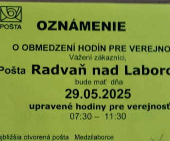 Aktuality / upravená prevádzková doba na pošte v našej obci - foto
