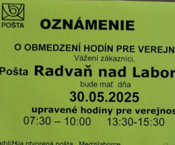 Aktuality / upravená prevádzková doba na pošte v našej obci - foto