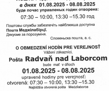 Aktuality / obmedzená prevádzka pošty v našej obci - foto