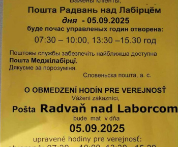 Aktuality / zmena prevádzky pošty v našej obci  - foto