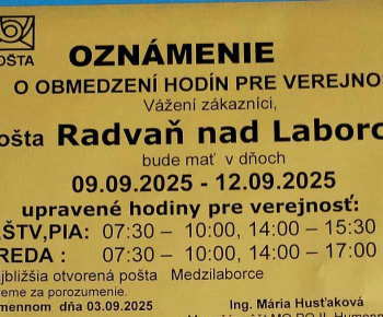 Aktuality / zmena prevádzky pošty v našej obci  - foto