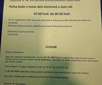 Aktuality / upravená prevádzková doba na pošte v našej obci - foto