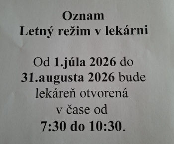 Aktuality / Letný režim v lekárni počas prázdnin  - foto