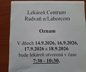 Aktuality / skrátená otváracia doba lekárne  - foto