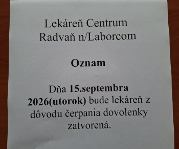 Aktuality / zatvorená lekáreň 15.9.2026 - foto
