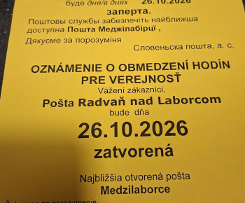 Aktuality / zatvorená pošta 26.10.2026 - foto