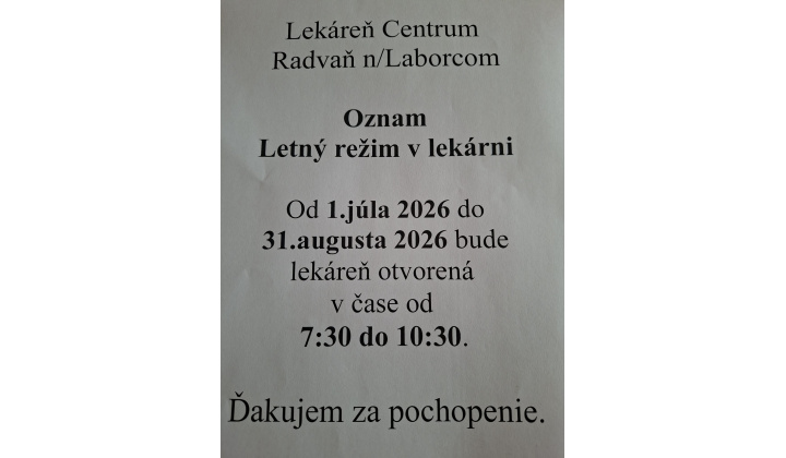 Letný režim v lekárni počas prázdnin 