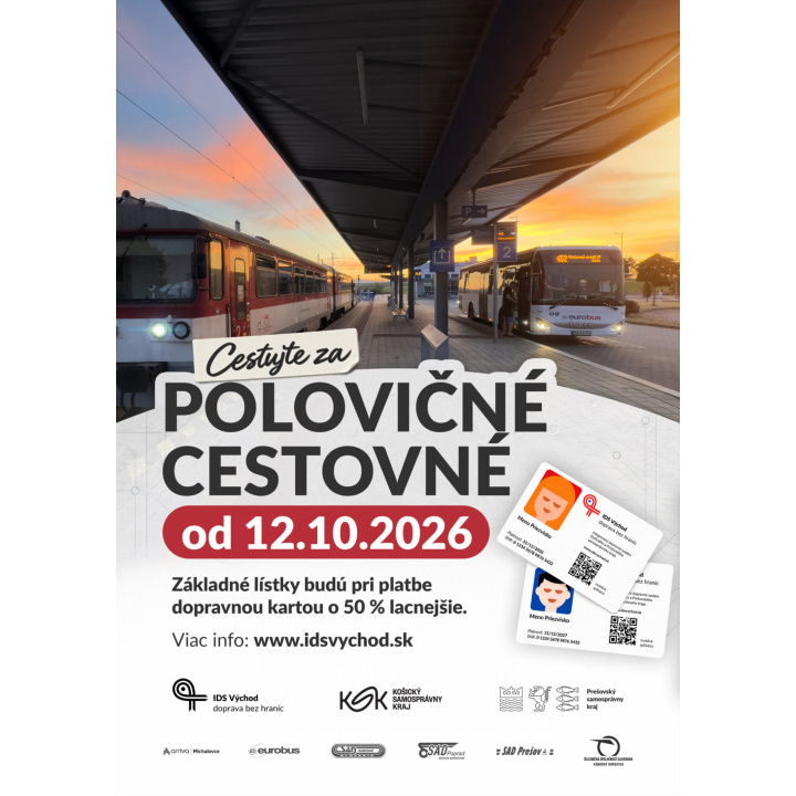 polovičné cestovné IDS východ od 12.10.2026
