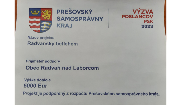 Projekt  PSK  ’’Radvanský Betlehem’’