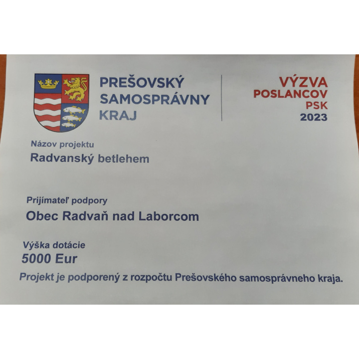 Projekt  PSK  ’’Radvanský Betlehem’’