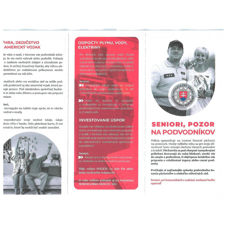 SENIORI, POZOR NA PODVODNíKOV