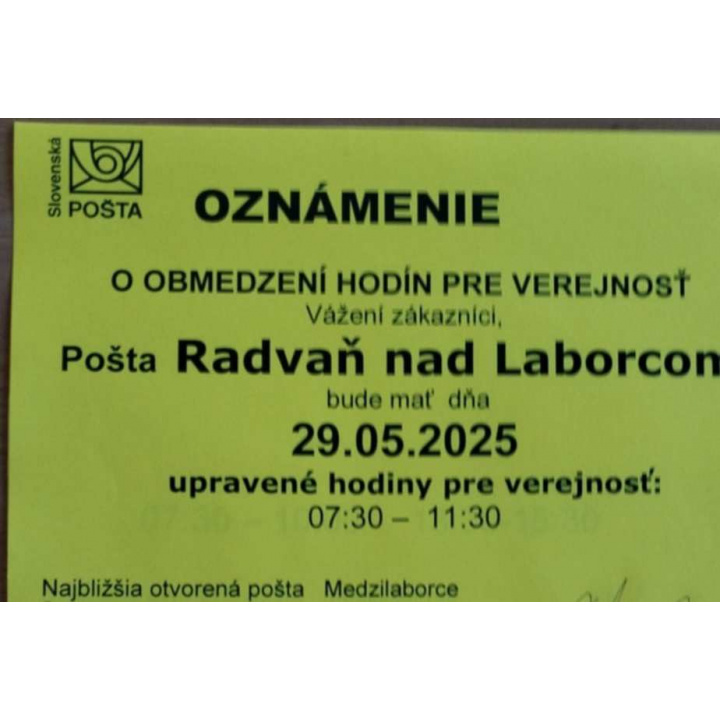 upravená prevádzková doba na pošte v našej obci