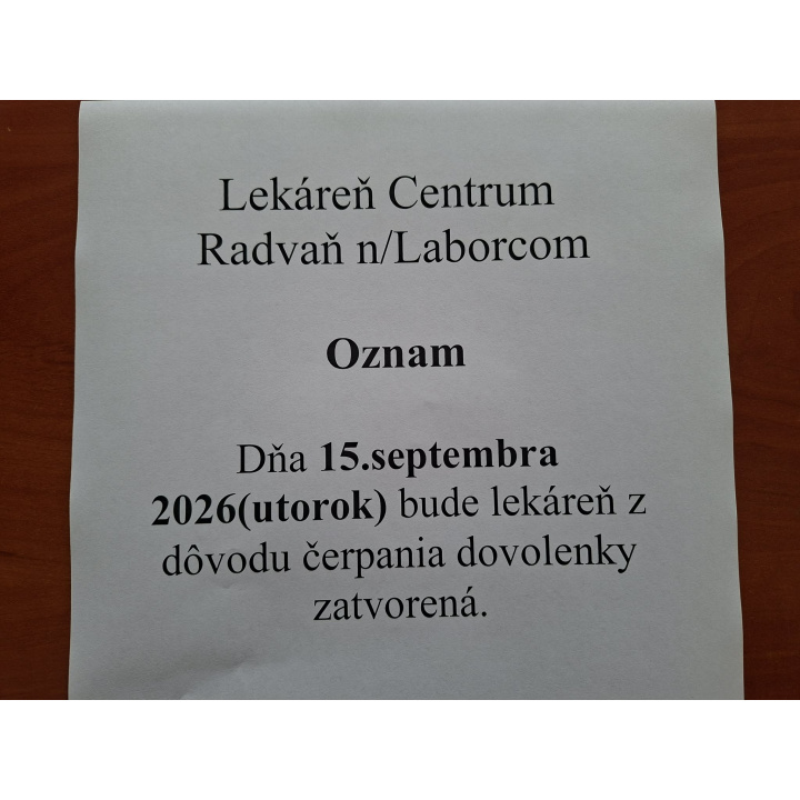 zatvorená lekáreň 15.9.2026