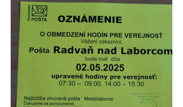zatvorená pošta v našej obci