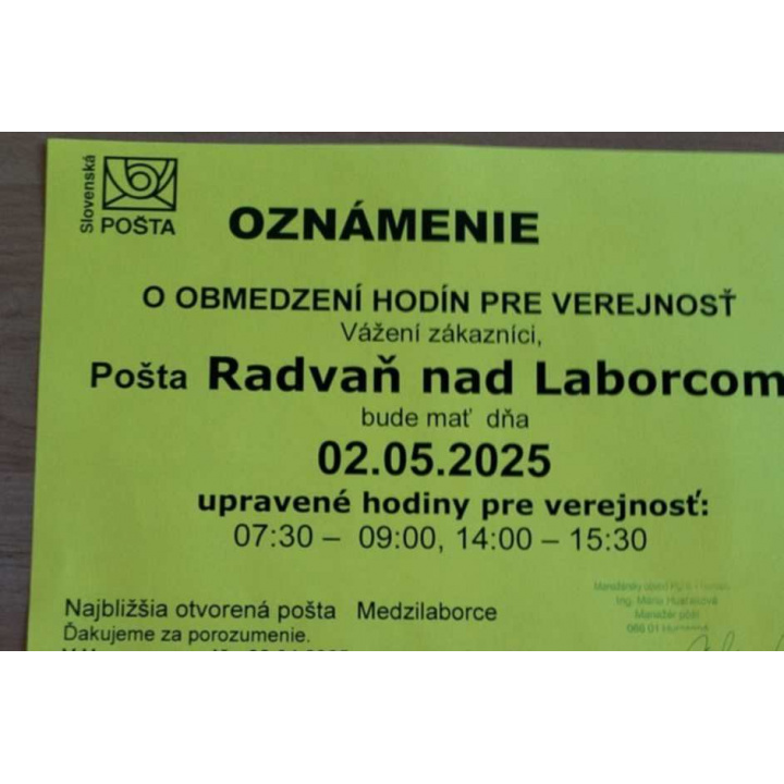 zatvorená pošta v našej obci
