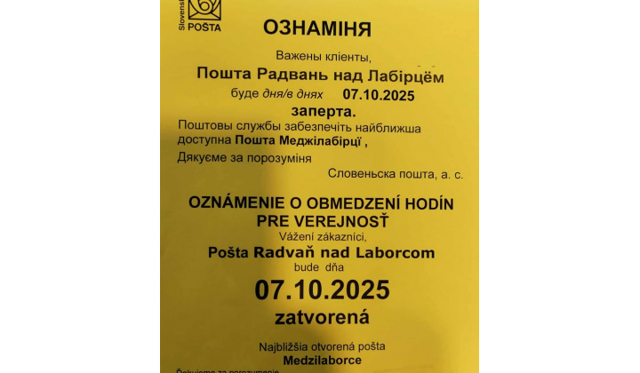 zatvorená pošta v našej obci