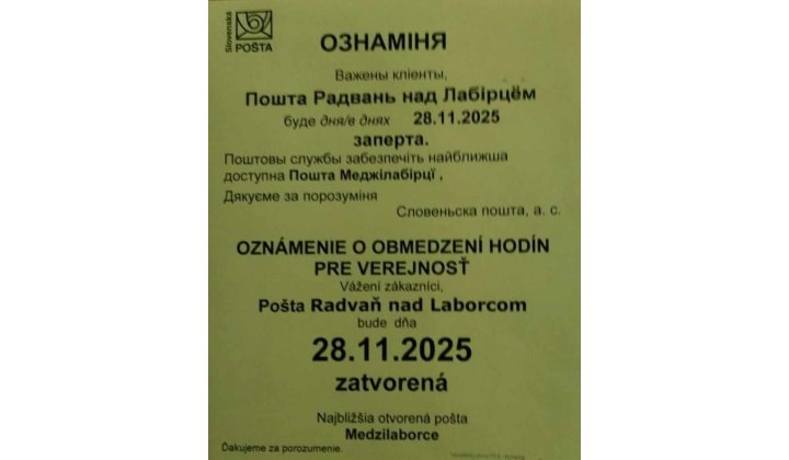 zatvorená pošta v našej obci
